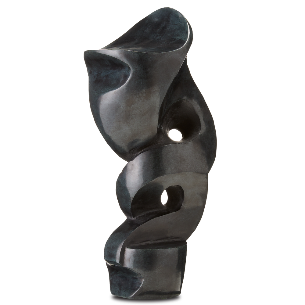 Roland Black Marble Abstract Sculpture – Stunning Modern Art Piece That Transforms with Every Angle