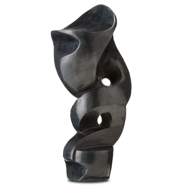Roland Black Marble Abstract Sculpture – Stunning Modern Art Piece That Transforms with Every Angle