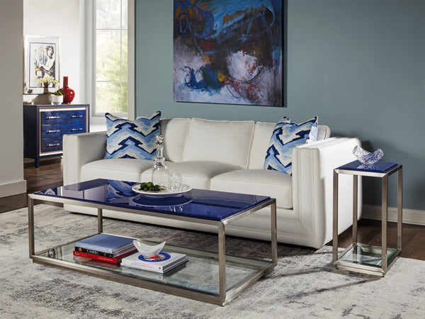 Lexington Artistica Home Ultramarine Cocktail Table - Unique Mixed Media Design With Stunning Glass Top And Steel Base Stainless Steel Wood 2288-945c