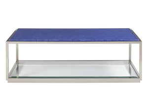 Lexington Artistica Home Ultramarine Cocktail Table - Unique Mixed Media Design With Stunning Glass Top And Steel Base Stainless Steel Wood 2288-945c