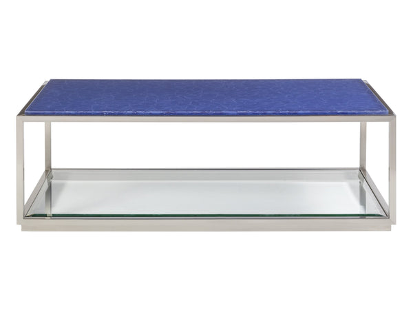 Lexington Artistica Home Ultramarine Cocktail Table - Unique Mixed Media Design With Stunning Glass Top And Steel Base Stainless Steel Wood 2288-945c
