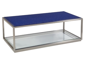 Lexington Artistica Home Ultramarine Cocktail Table - Unique Mixed Media Design With Stunning Glass Top And Steel Base Stainless Steel Wood 2288-945c