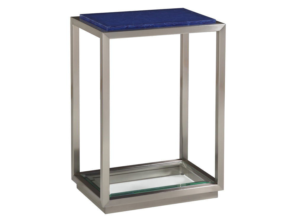 Lexington Artistica Home Ultramarine Spot Table - Stunning Glass Top With Unique Blue Hues And Brushed Stainless Steel Base Stainless Steel Wood 2288-950