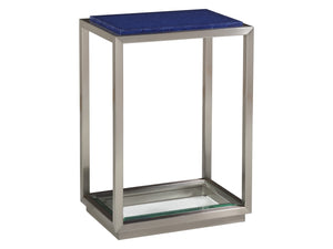Lexington Artistica Home Ultramarine Spot Table - Stunning Glass Top With Unique Blue Hues And Brushed Stainless Steel Base Stainless Steel Wood 2288-950