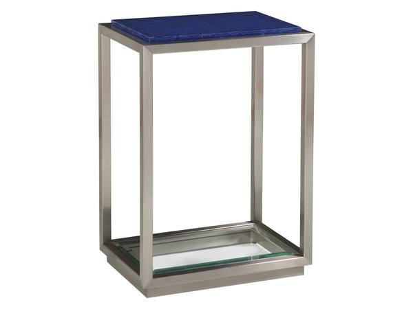 Lexington Artistica Home Ultramarine Spot Table - Stunning Glass Top With Unique Blue Hues And Brushed Stainless Steel Base Stainless Steel Wood 2288-950