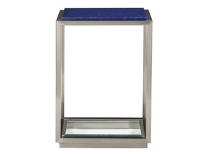 Lexington Artistica Home Ultramarine Spot Table - Stunning Glass Top With Unique Blue Hues And Brushed Stainless Steel Base Stainless Steel Wood 2288-950