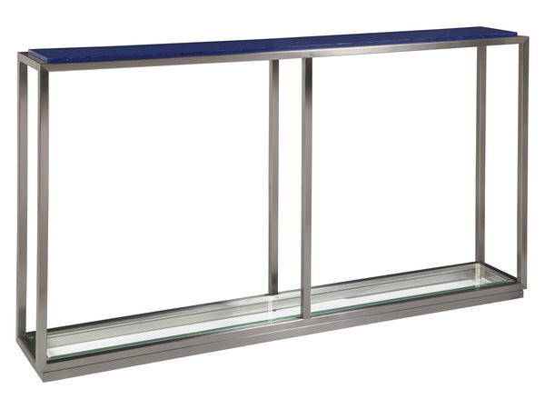 Lexington Artistica Home Ultramarine Console Table - Unique Glass Top With Stunning Blue Shades And Stainless Steel Elegance Stainless Steel Wood 2288-966