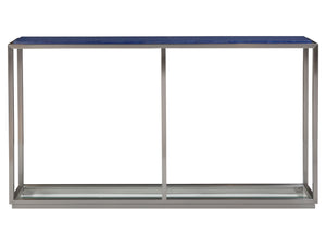 Lexington Artistica Home Ultramarine Console Table - Unique Glass Top With Stunning Blue Shades And Stainless Steel Elegance Stainless Steel Wood 2288-966