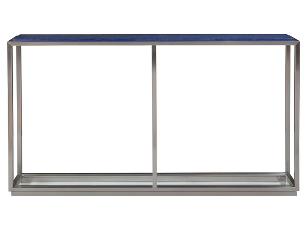 Lexington Artistica Home Ultramarine Console Table - Unique Glass Top With Stunning Blue Shades And Stainless Steel Elegance Stainless Steel Wood 2288-966