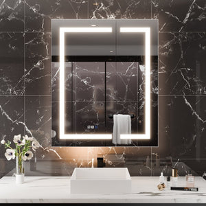 English Elm Smart Led Medicine Cabinet with Anti-fog Mirror Gfci Outlet and Blum Hinges 30x36 W637P382877