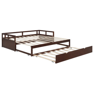 English Elm Extending Twin Daybed with Pull Out Trundle Solid Pine Wood Frame Guest Room N708P336535P