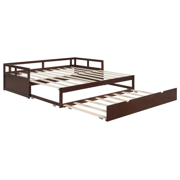 English Elm Extending Twin Daybed with Pull Out Trundle Solid Pine Wood Frame Guest Room N708P336535P