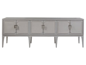 Lexington Artistica Home Elixer Media Console: Stunning Transitional Design With Raffia Panels And Silver Leaf Brass Hardware Gray Wood 2289-908