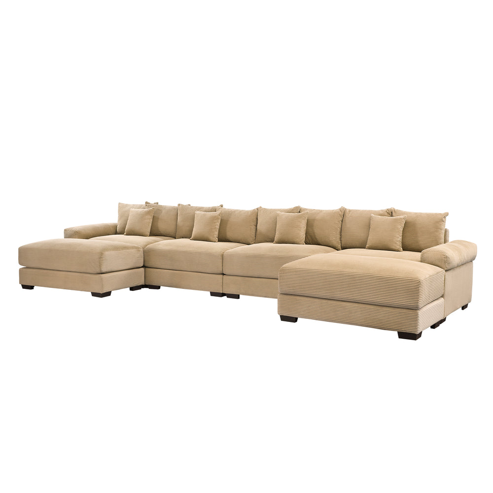 English Elm 170"Oversized Modular U-Shape Sectional Couch - Premium Corduroy, Deep Seats, 12 Pillows, Easy Assembly! W714S01312