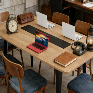 English Elm Industrial Executive Wood Desk with Rustic Brown Veneer for Home Office Workspaces T3971P458697
