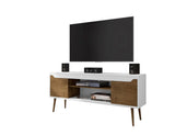 Manhattan Comfort Bradley Mid-Century Modern TV Stand White and Rustic Brown 228BMC69