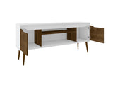 Manhattan Comfort Bradley Mid-Century Modern TV Stand White and Rustic Brown 228BMC69