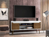 Manhattan Comfort Bradley Mid-Century Modern TV Stand White and Rustic Brown 228BMC69