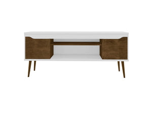 Manhattan Comfort Bradley Mid-Century Modern TV Stand White and Rustic Brown 228BMC69