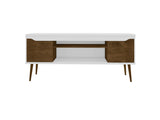 Manhattan Comfort Bradley Mid-Century Modern TV Stand White and Rustic Brown 228BMC69