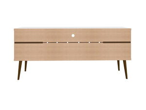 Manhattan Comfort Bradley Mid-Century Modern TV Stand White and Rustic Brown 228BMC69