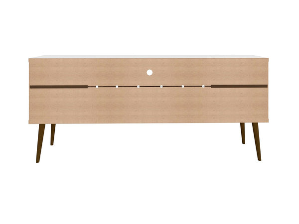 Manhattan Comfort Bradley Mid-Century Modern TV Stand White and Rustic Brown 228BMC69