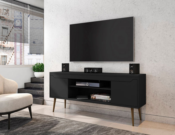 Manhattan Comfort Bradley Mid-Century Modern TV Stand Black 228BMC8