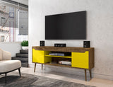 Manhattan Comfort Bradley Mid-Century Modern TV Stand Rustic Brown and Yellow 228BMC94