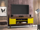 Manhattan Comfort Bradley Mid-Century Modern TV Stand Rustic Brown and Yellow 228BMC94