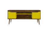 Manhattan Comfort Bradley Mid-Century Modern TV Stand Rustic Brown and Yellow 228BMC94