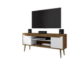 Manhattan Comfort Bradley Mid-Century Modern TV Stand Rustic Brown and White 228BMC96