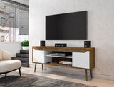 Manhattan Comfort Bradley Mid-Century Modern TV Stand Rustic Brown and White 228BMC96