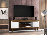 Manhattan Comfort Bradley Mid-Century Modern TV Stand Rustic Brown and White 228BMC96