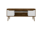 Manhattan Comfort Bradley Mid-Century Modern TV Stand Rustic Brown and White 228BMC96