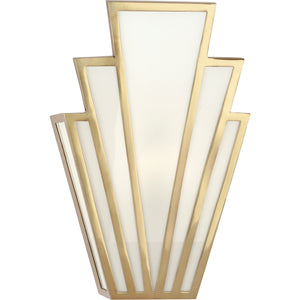 Robert Abbey Empire Wall Sconce Modern Brass Finish White Glass Shade Panels