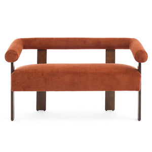 English Elm Christopher Knight Home® - Round boucle armrest loveseat with curved ergonomic design, compact cozy two-seater for small spaces and lofts Brown,Dark Orange N771P370615C