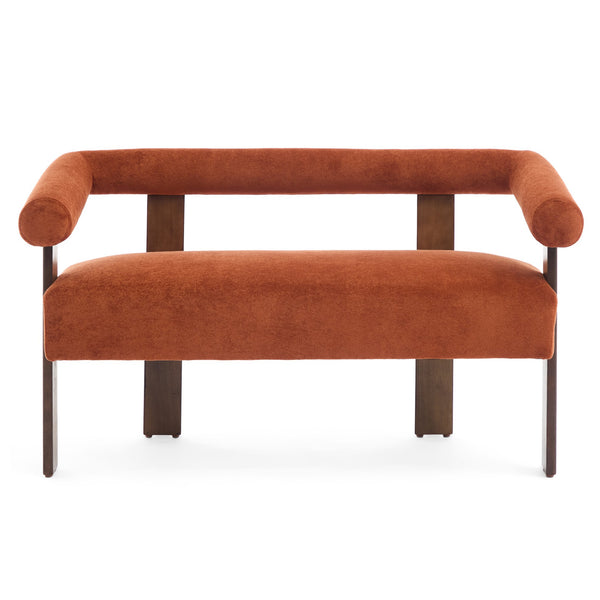 English Elm Christopher Knight Home® - Round boucle armrest loveseat with curved ergonomic design, compact cozy two-seater for small spaces and lofts Brown,Dark Orange N771P370615C