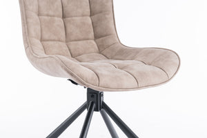 English Elm Mid-Century Modern Tufted Swivel Dining Chairs (Set Of 2) - Beige Faux Leather With Metal Legs T3903P405994