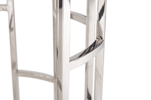 VIG Furniture Silvan Round Calacatta Marble End Table With Geometric Stainless Steel Base, Polished Modern Accent (98) VGHB228B-MBL