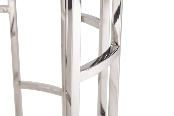 VIG Furniture Silvan Round Calacatta Marble End Table With Geometric Stainless Steel Base, Polished Modern Accent (98) VGHB228B-MBL
