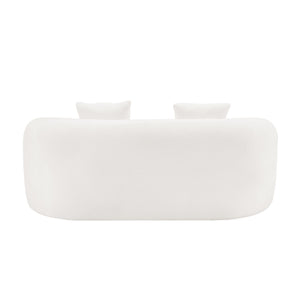 English Elm White Curved Loveseat Sofa — Cream Compact 2-Pillow No-Assembly Couch, Ergonomic Foam & Spring Comfort W3612P332124