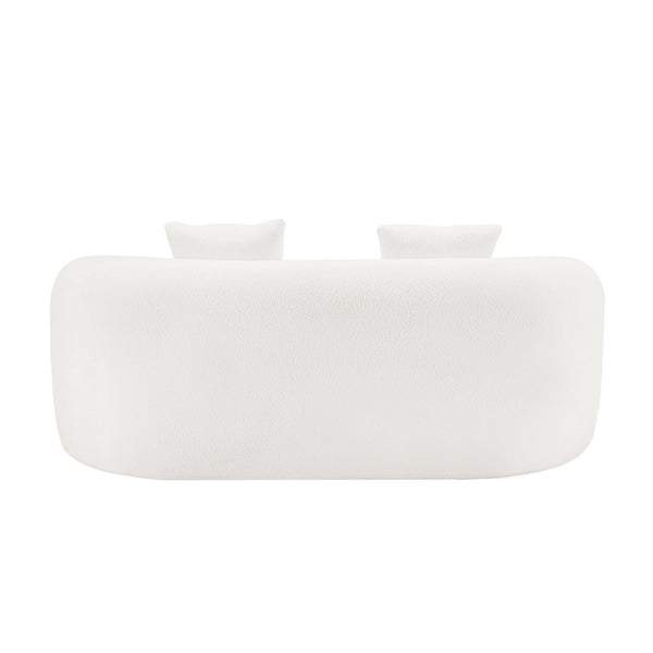 English Elm White Curved Loveseat Sofa — Cream Compact 2-Pillow No-Assembly Couch, Ergonomic Foam & Spring Comfort W3612P332124