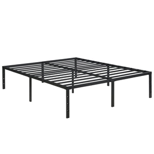 English Elm Queen Platform Bed Frame Heavy Duty Steel Slats Matte Black Modern Bedroom Base W2297P419870