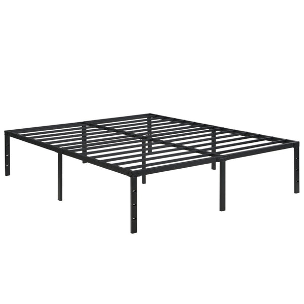 English Elm Queen Platform Bed Frame Heavy Duty Steel Slats Matte Black Modern Bedroom Base W2297P419870