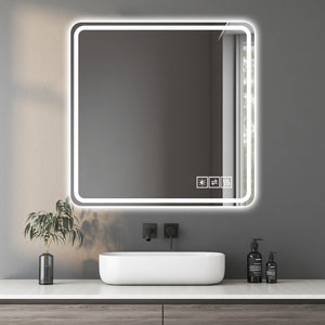 English Elm 36*36in LED Bathroom Mirror with Anti-Explosion Glass, Rust-Resistant, Smart Touch Defogging Lightability W2709P243340
