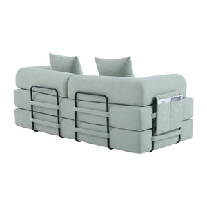 English Elm UNITED modular foldable sofa with metal frame, corduroy upholstery, side pocket & quick assembly convenience Mint Blue W1568P375643