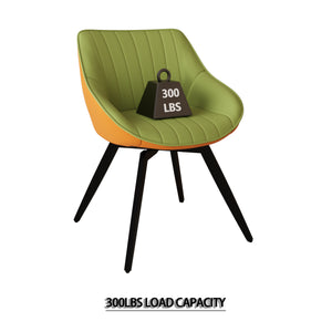 English Elm 63" Medieval Modern Cream Dining Table With 6 Green Pu Chairs & Black Metal Legs For Home Use W2189S00760