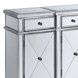 English Elm Battista Silver Mirrored 3-Drawer Wine Cabinet with Beveled Panels, Shelving & Glamorous Storage Appeal B062P353475