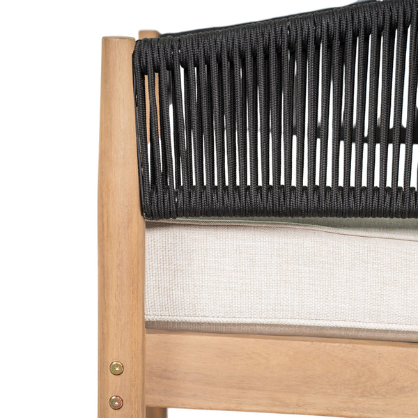 English Elm Christopher Knight Home® - Verona Acacia Wood Outdoor Chat Set with Plush Cushions, Hand-Braided Rope Accents, Weatherproof Finish Beige,Black,Natural VERONA4CTBLK