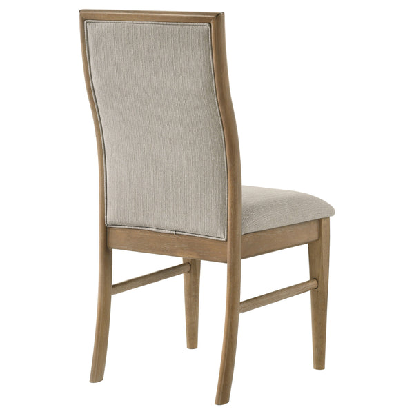English Elm Dreydon Barley Upholstered Dining Side Chair Set of 2 — Distressed Light Brown Rubberwood Frame, Cozy Barley Fabric Back Support B062P374084